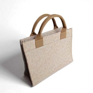 Tas Tote Rami Minimalis Ramah Lingkungan dengan Pegangan Anyaman Kuat